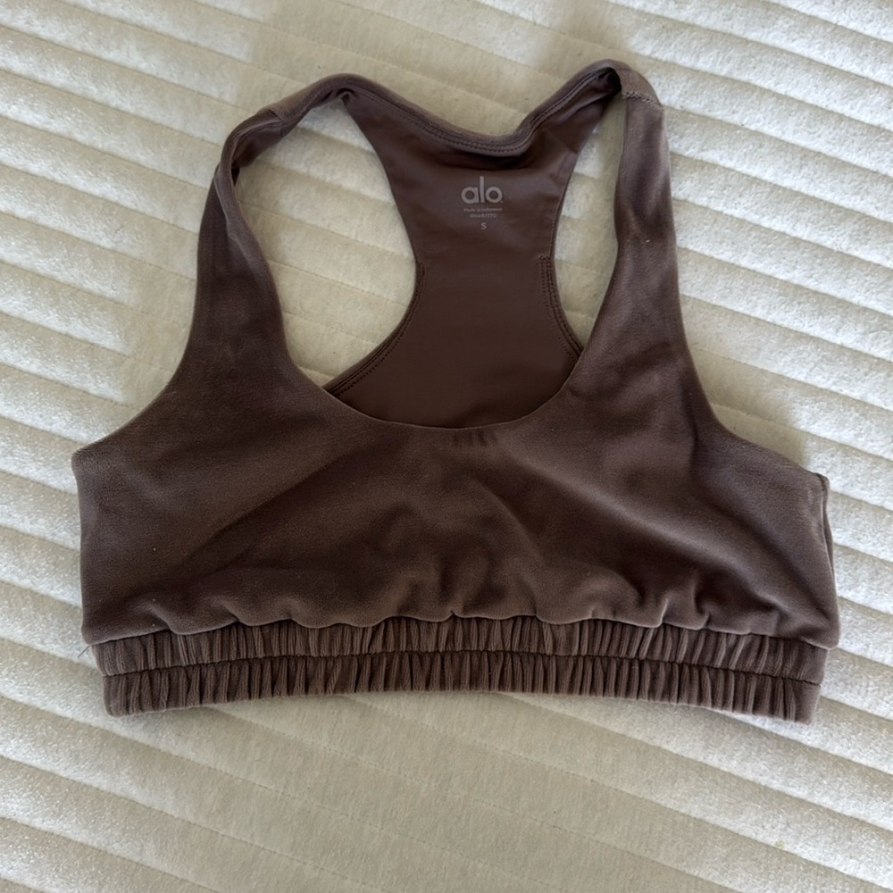 ALO Yoga Brown velour Sports Bra